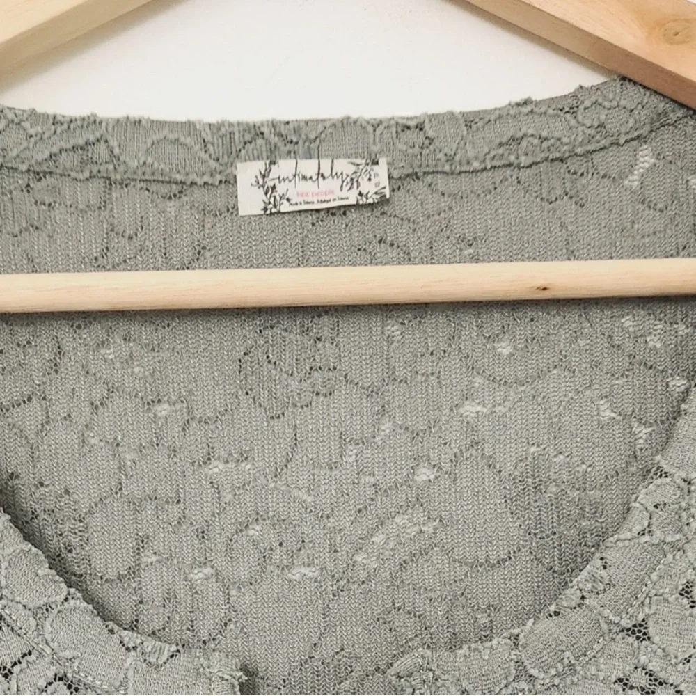 NWOT | Free People | Cloud Ride | Lace | Notch Neck | LS | Sage | XS